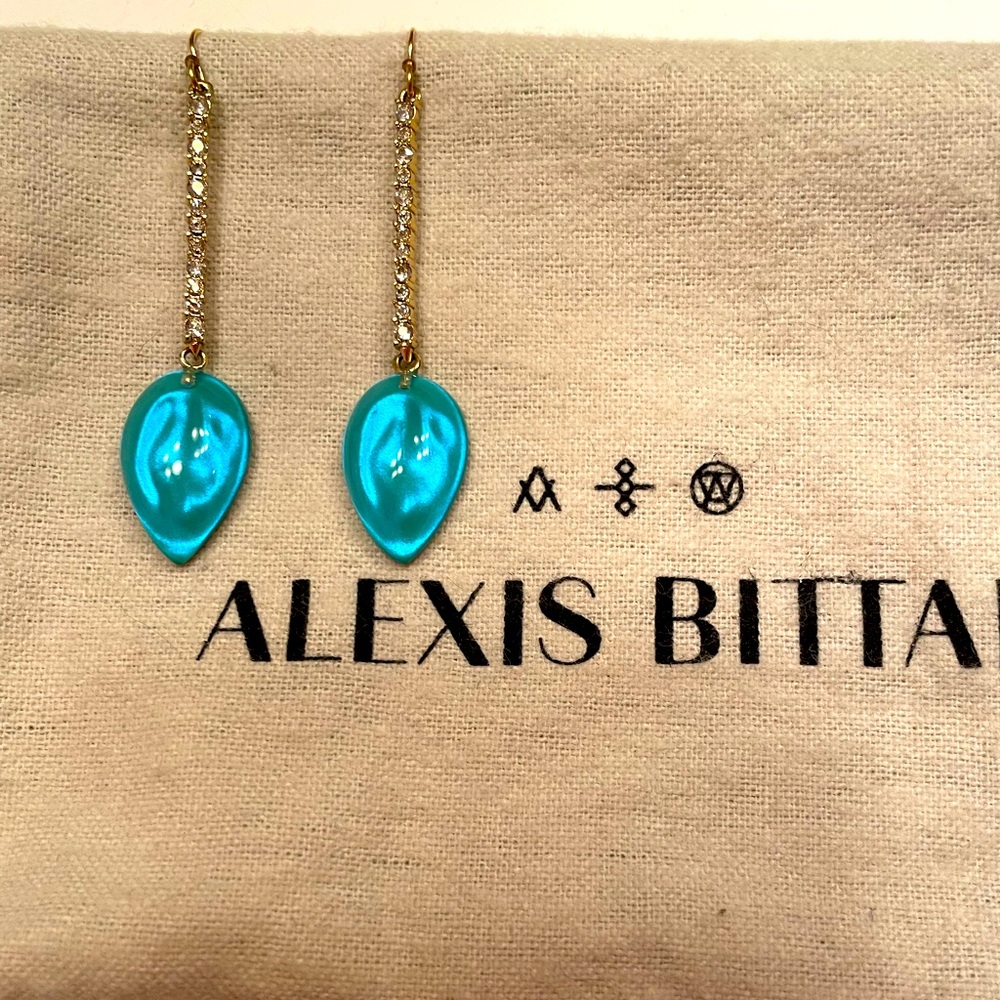 Show stopper!! Liquid silk Alexis Bittar blue green earrings